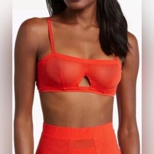 Free People NWT We Are HAH Wired Red Sheer Bralette in Blood Orange Size 30-38 B